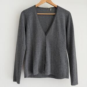 Elie Tahari Cashmere Cardigan Small‎ Gray Button Front Quiet Luxury Old Money